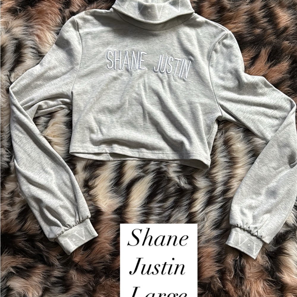 Shane Justin Gray Cropped Hoodie